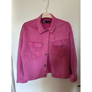 Zara Pink Seude Snap Button Shirt Jacket